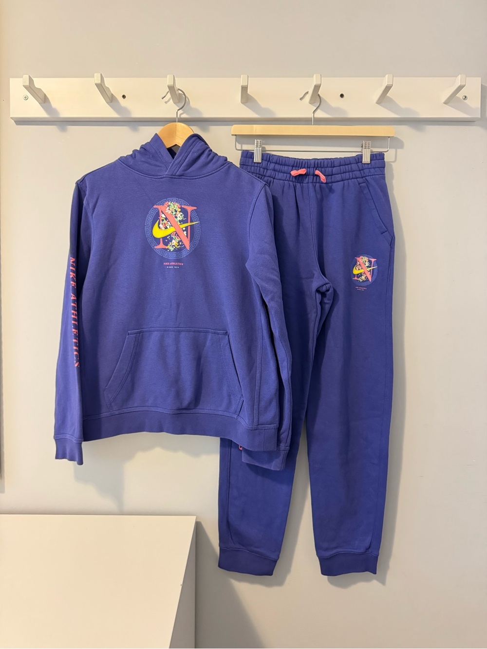 Nike Purple Hoodie & Joggers Set with Pink Accents